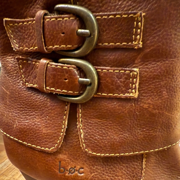 boc Brown Heeled Boots with Chunky Heel and Buckle Straps - Picture 3 of 6